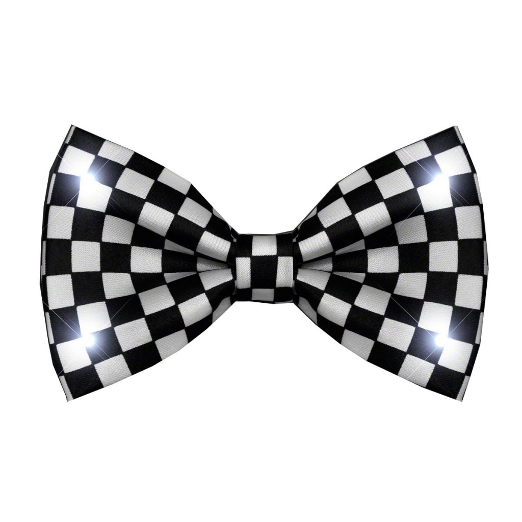 Black and White Checkered Bow Tie with White LED Lights All Products 4
