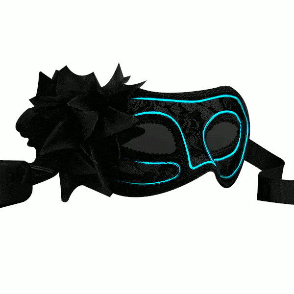 Aqua Electro Luminescent Wire Black Lace Party Mask All Products 4