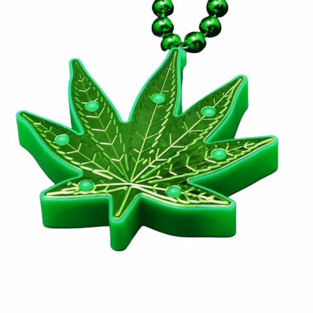 Light Up Pot Leaf Beaded Necklace 420 5