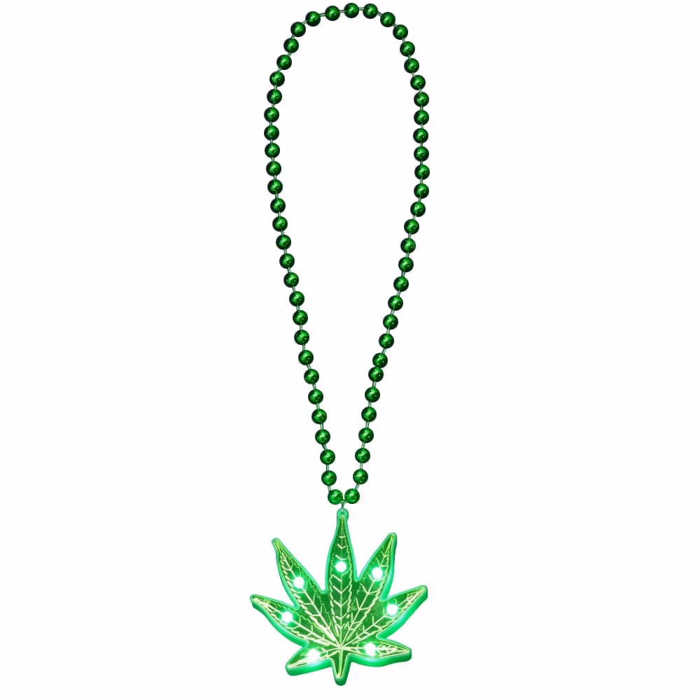 Light Up Pot Leaf Beaded Necklace 420 3