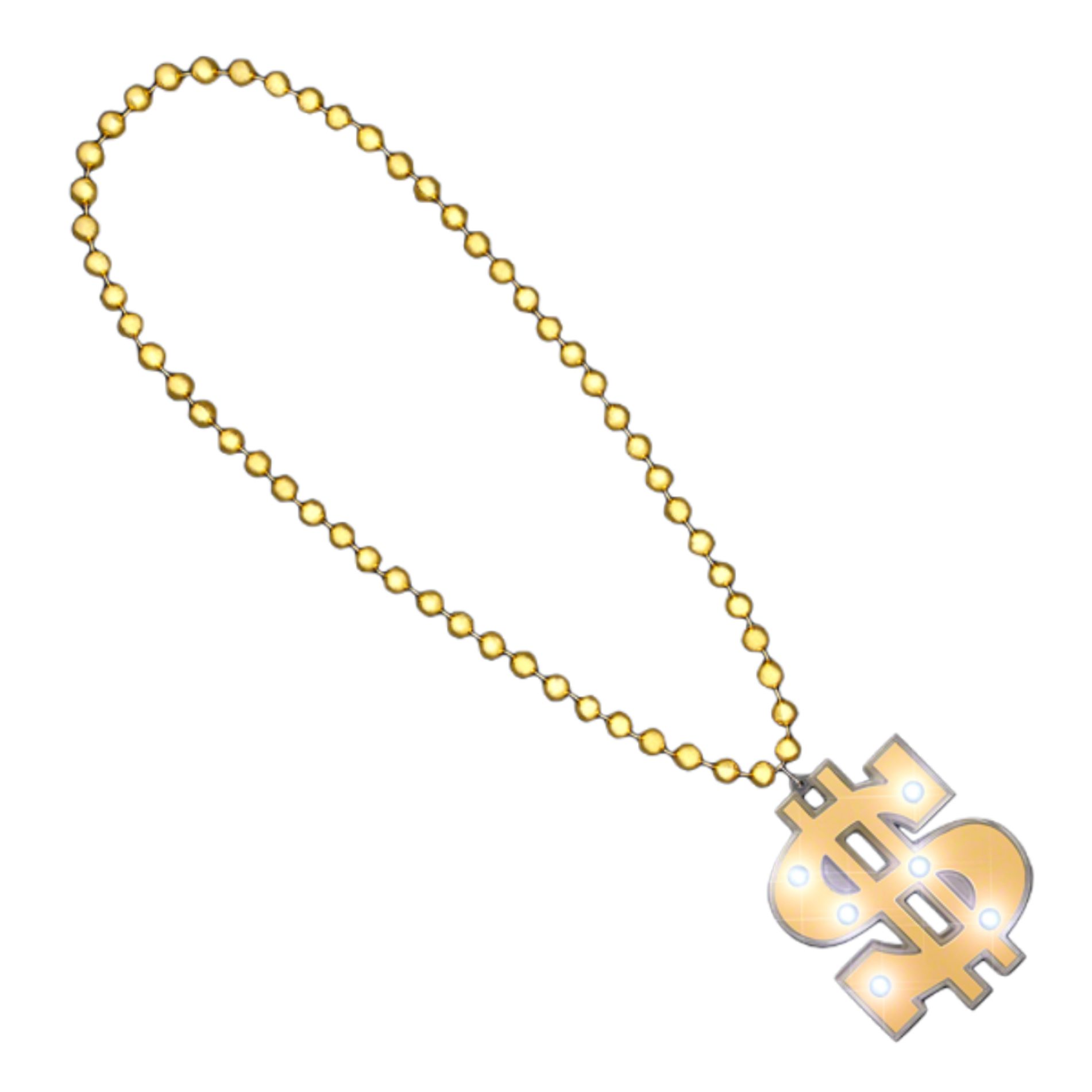 Light Up Gold Dollar Money Sign Charm Beaded Necklace All Products 5