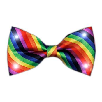 Rainbow Stripes Bow Tie with White LED Lights All Products