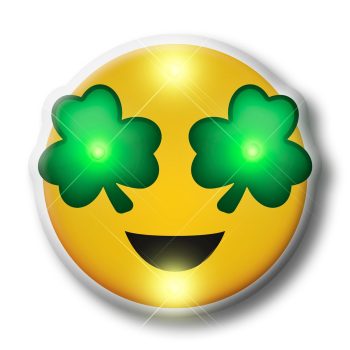 St Patrick’s Day Irish Shamrock Eyes Emoji Flashing Body Light Lapel Pins All Body Lights and Blinkees