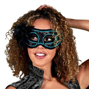 Aqua Electro Luminescent Wire Black Lace Party Mask All Products 3
