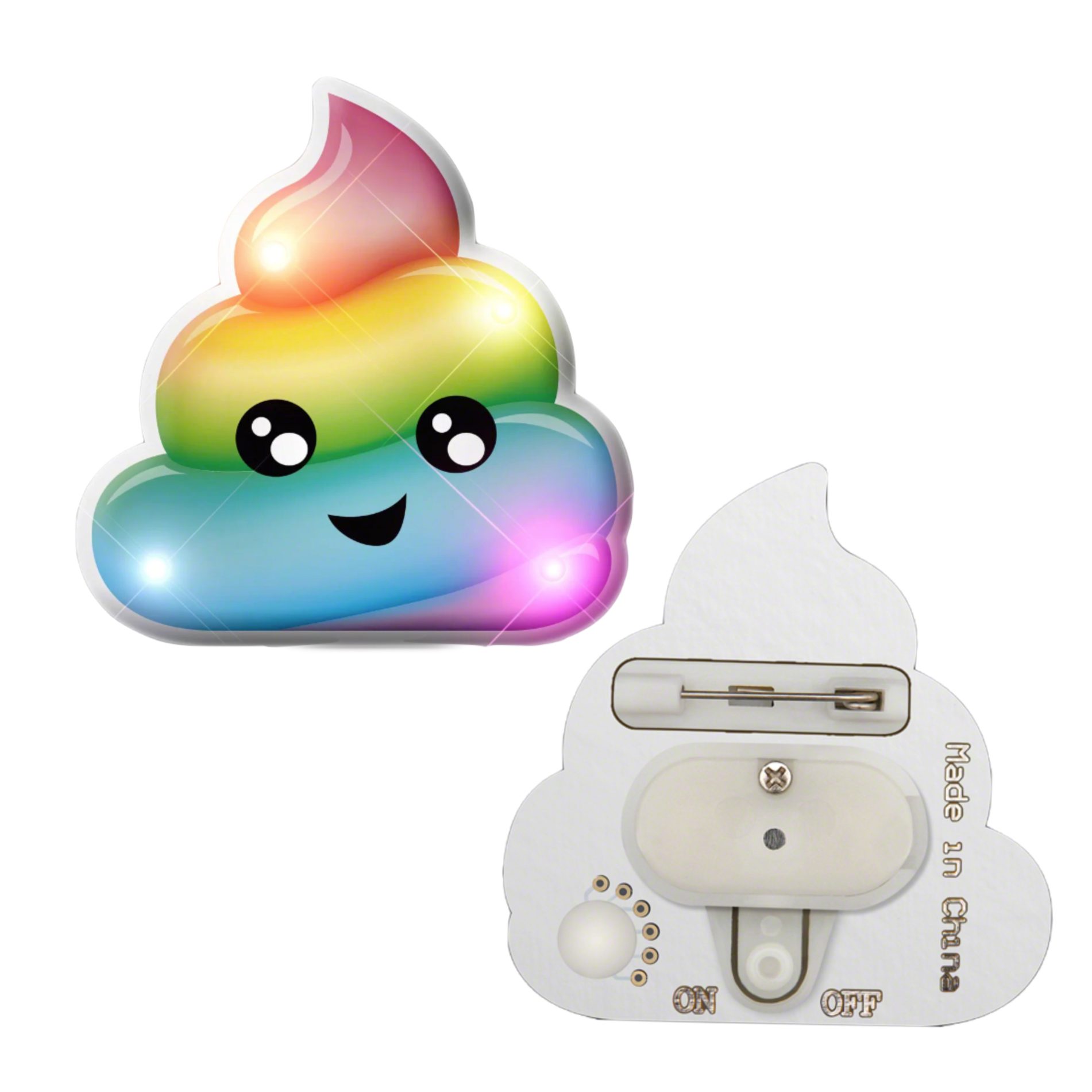 Happy Unicorn Rainbow Poop Swirl Emoji Flashing Body Light Lapel Pins All Body Lights and Blinkees 6