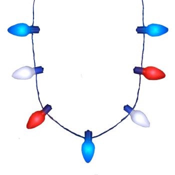 Huge Old School USA Red White and Blue Light Bulb Necklace 4th of July