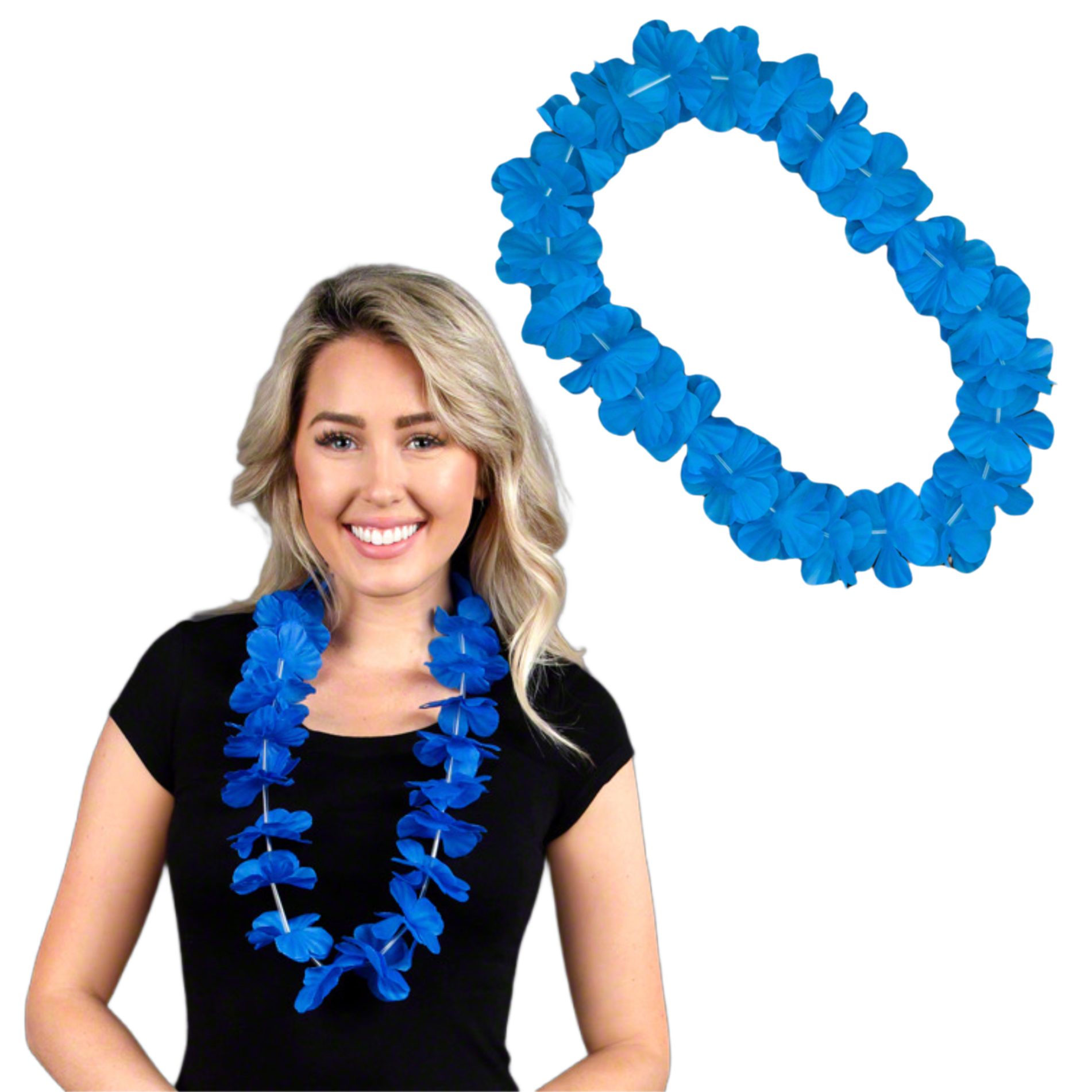 Hawaiian Lei Neon Blue Adult Costume Accessory main image 1