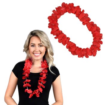 Hawaiian Flower Lei Necklace Red All Products
