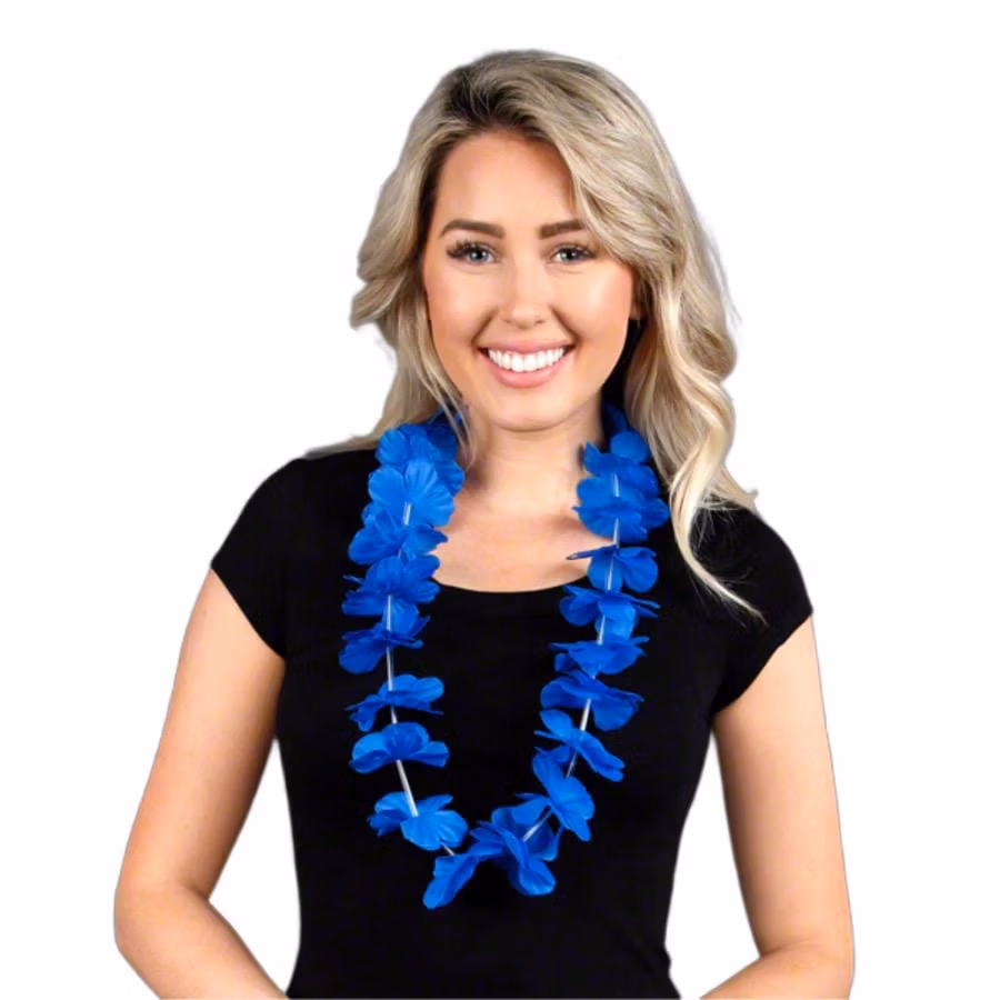 Hawaiian Flower Lei Necklace Blue All Products 3