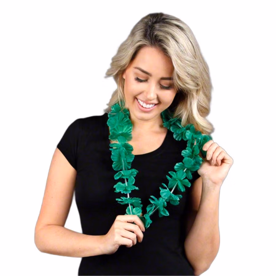 Hawaiian Flower Lei Necklace Green All Products 3
