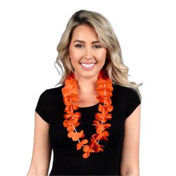 Hawaiian Flower Lei Necklace Orange Non-Light Up Fun