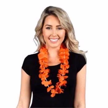 Hawaiian Flower Lei Necklace Orange All Products 3