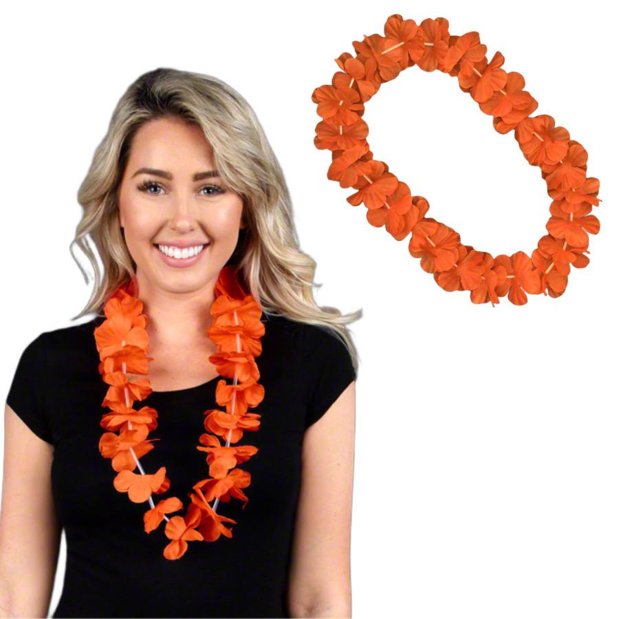 Hawaiian Flower Lei Necklace Orange All Products 5