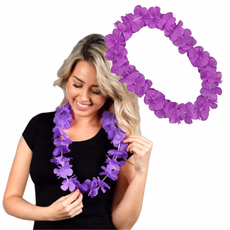 Hawaiian Flower Lei Necklace Purple All Products 4