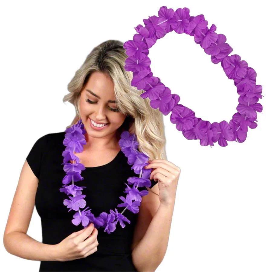 Hawaiian Flower Lei Necklace Purple All Products 4