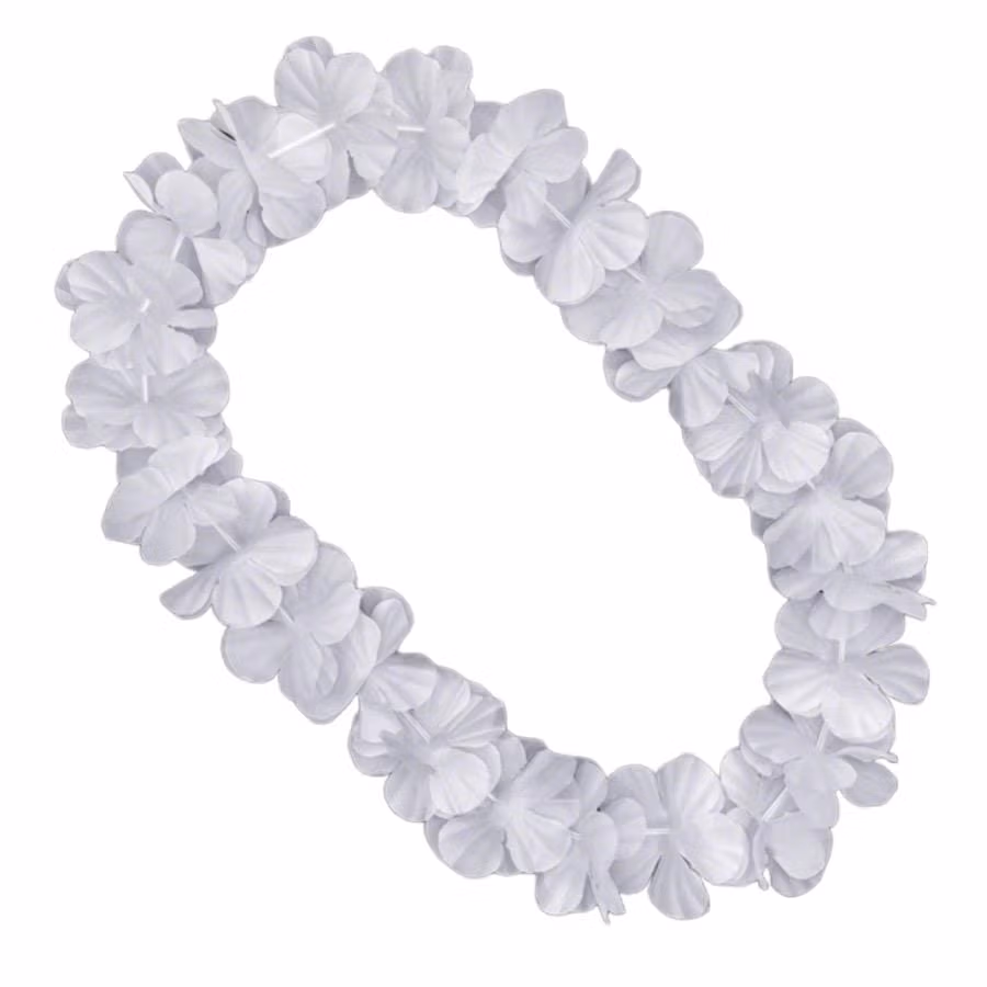 Hawaiian Flower Lei Necklace White All Products 4