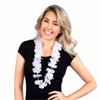 Hawaiian Flower Lei Necklace White All Products