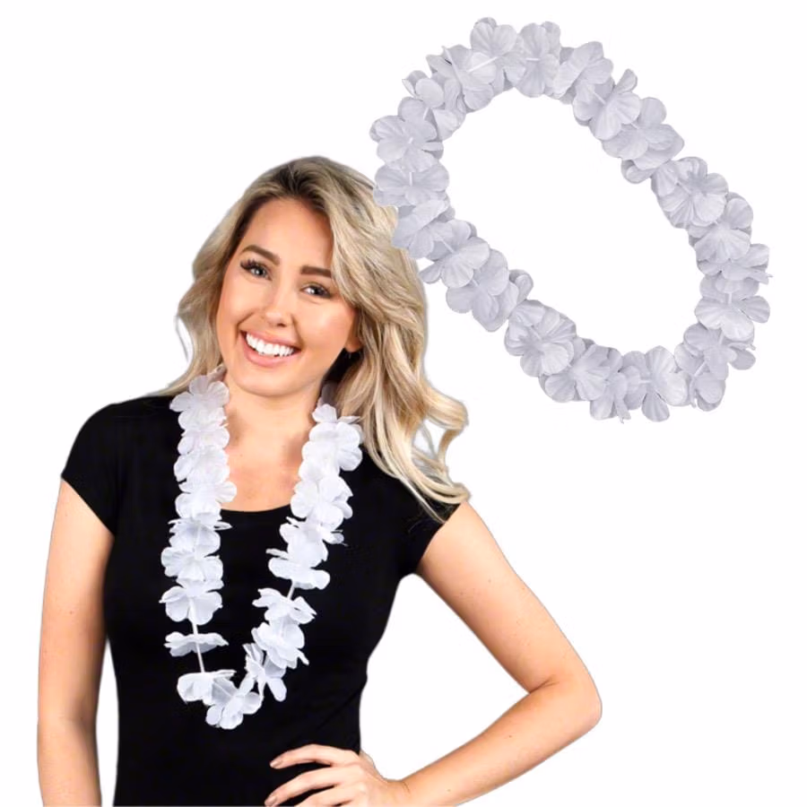 Hawaiian Flower Lei Necklace White All Products 5
