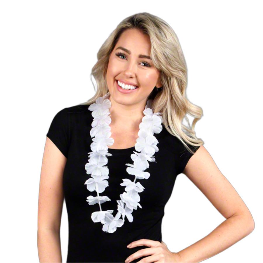 Hawaiian Flower Lei Necklace White All Products 5