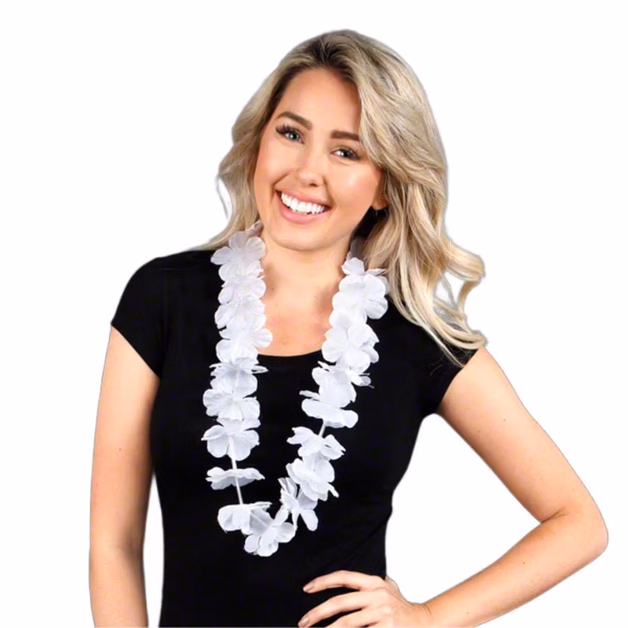Hawaiian Flower Lei Necklace White All Products 3