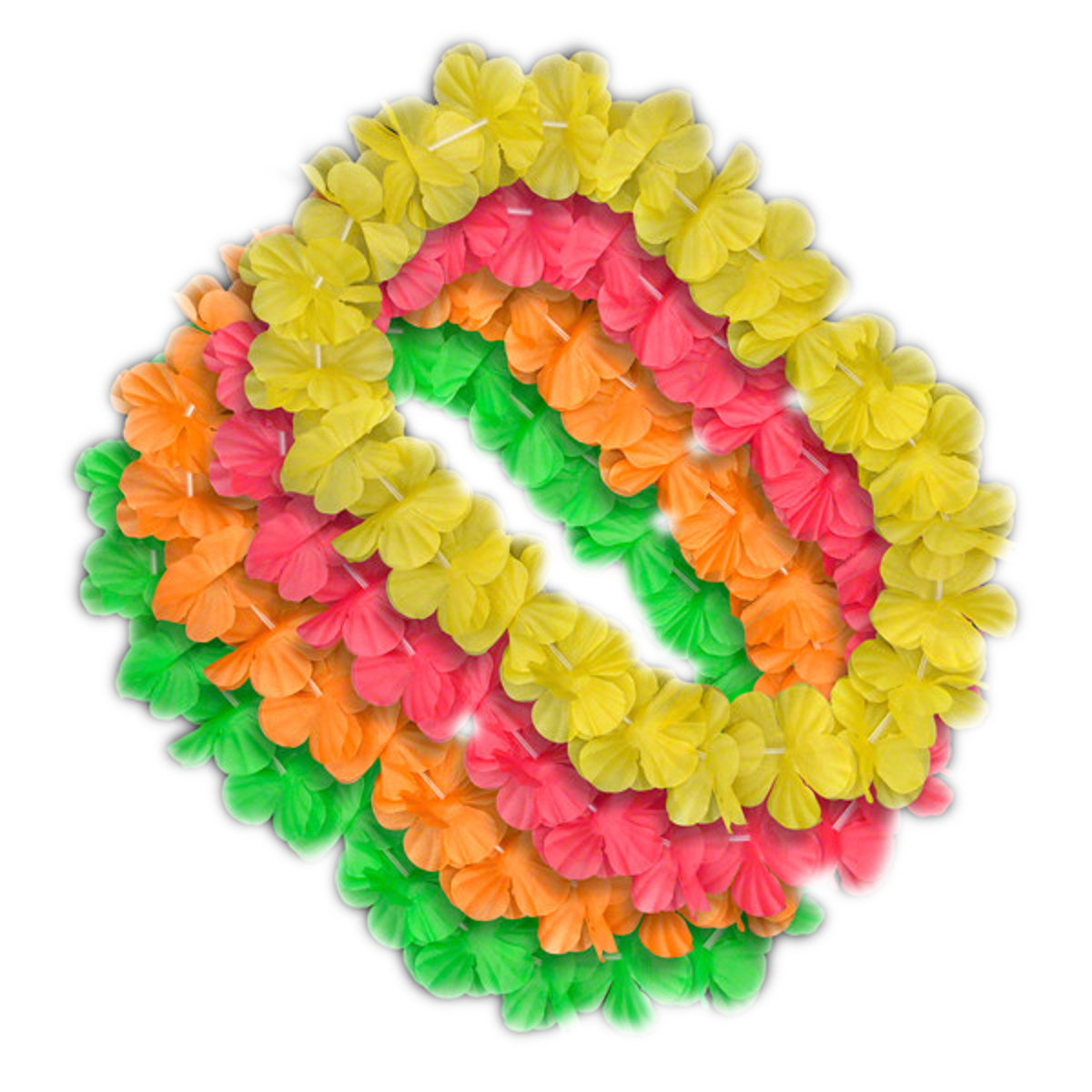 Hawaiian Flower Lei Necklace Assorted Neon Colors Pack of 12 All Products 3