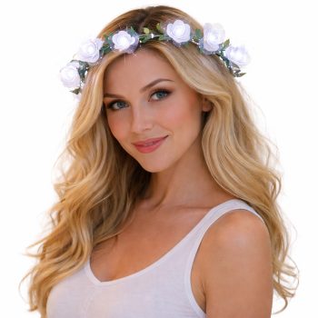 Light Up White Rose Flower Princess Halo Crown Headband All Products