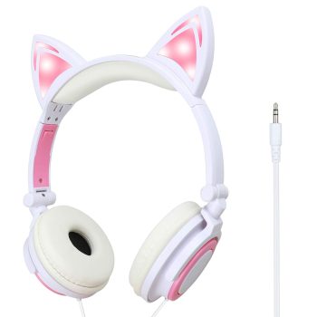 Pink LED Kitty Cat Animal Ears Headphones All Products