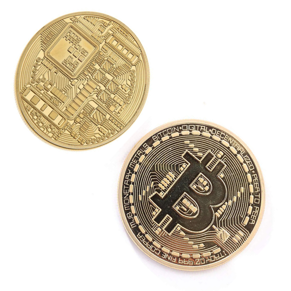 E5FA Gold/Silver Plated Bitcoin Collectible Electroplating BTC Coin Art Gift 