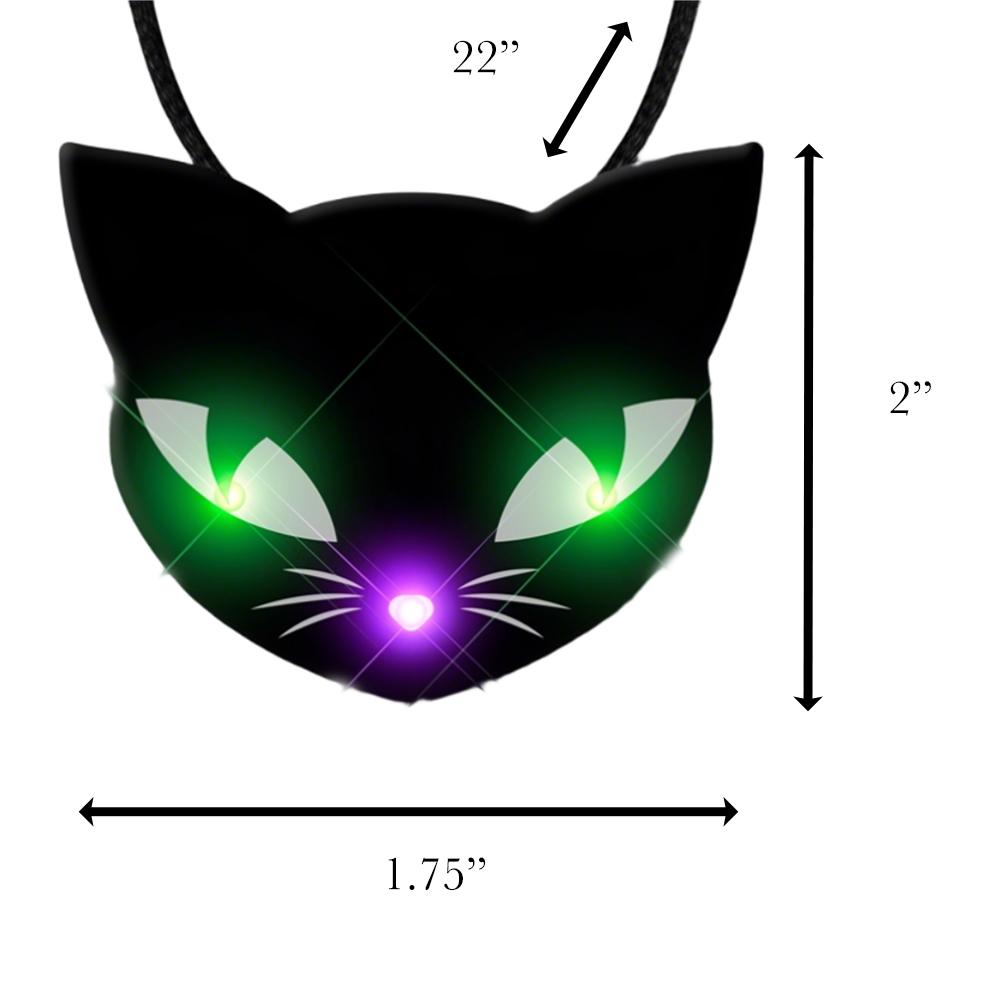 Black Kitty Cat Glowing Green Spooky Halloween Eyes Flashing Blinky Light Necklace All Products 4