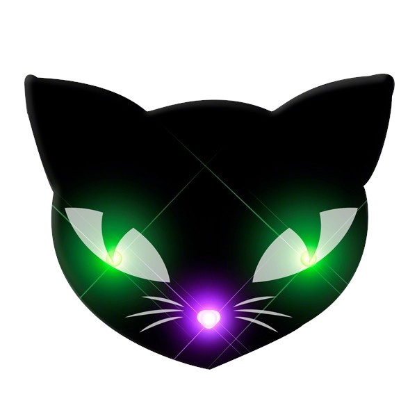 Black Kitty Cat Glowing Green Spooky Halloween Eyes Flashing Blinky Light Necklace All Products 3