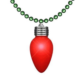 Flashing LED Red Vintage Christmas Bulb Necklace with Green Beads All Products