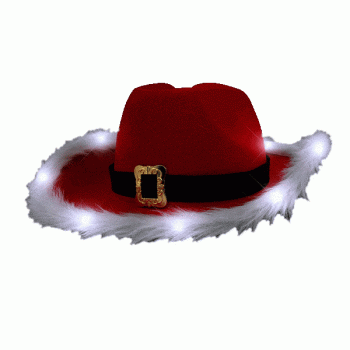 LED Flashing Christmas Cowboy Red Santa Clause Western Holiday Hat Christmas Hats