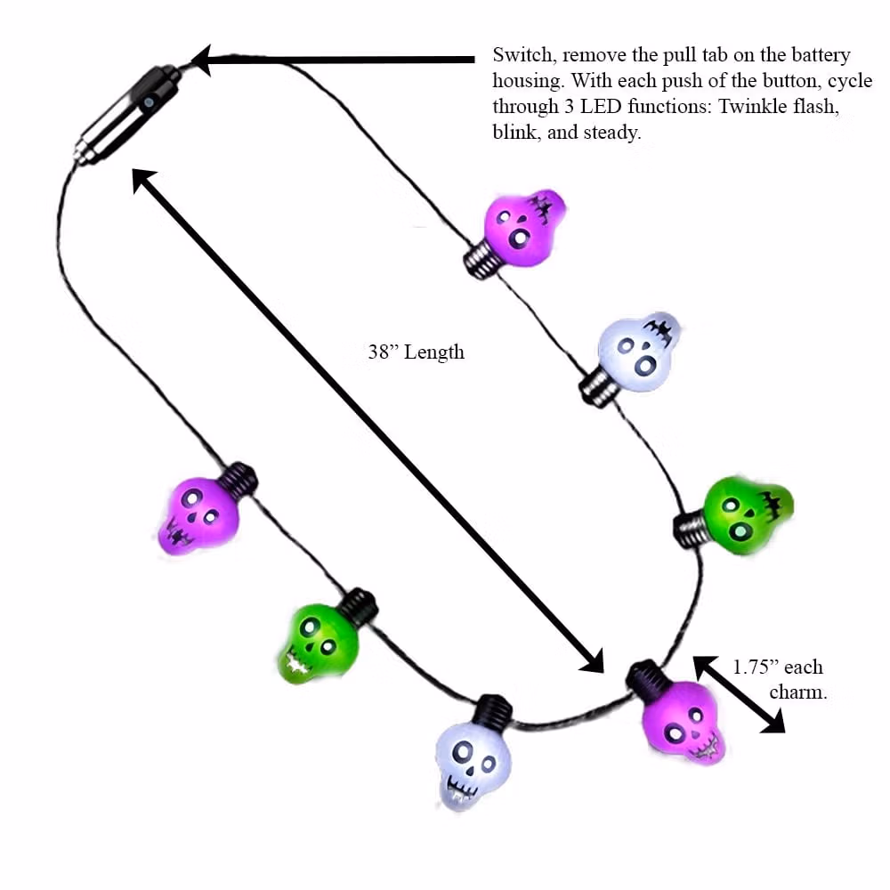 Halloween Zombie Skulls String Lights Necklace All Products 6