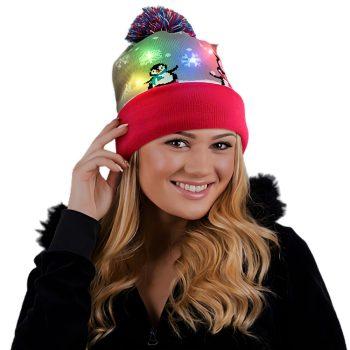 Multicolor LED Winter Christmas Holiday Penguins Beanie Hat All Products 3