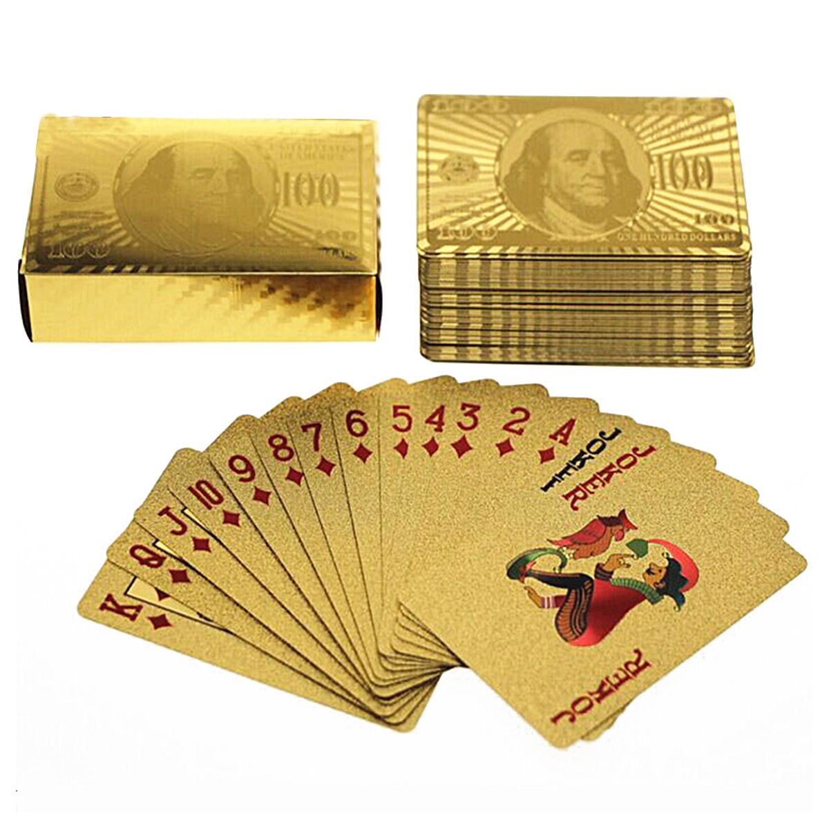 24 Karat Gold Foil Playing Cards 24K Gold and Silver Plated Replica Bills 3