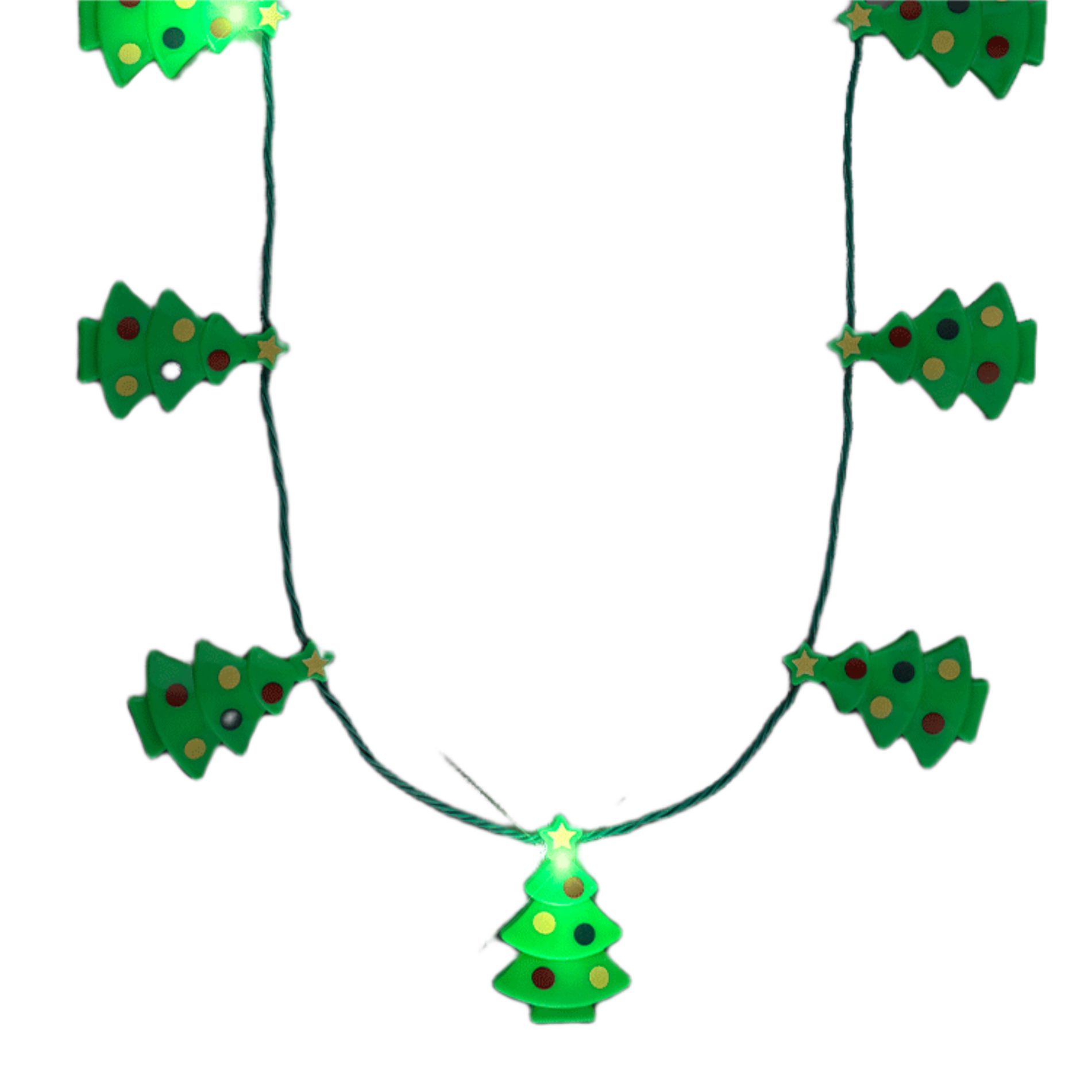 7 Charms Little Christmas Trees Flashing Holiday Lights Necklace | Best ...