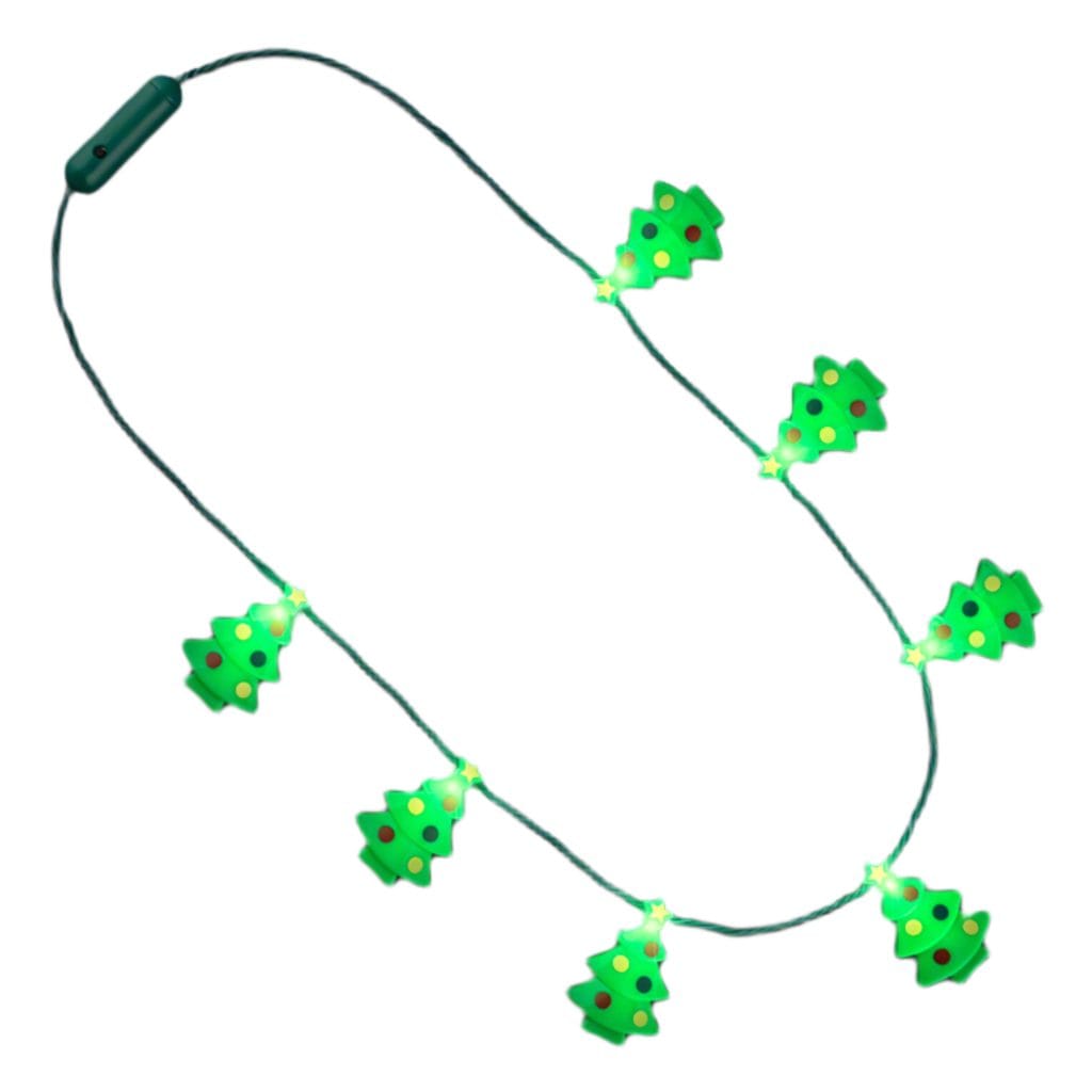 7 Charms Little Christmas Trees Flashing Holiday Lights Necklace Best