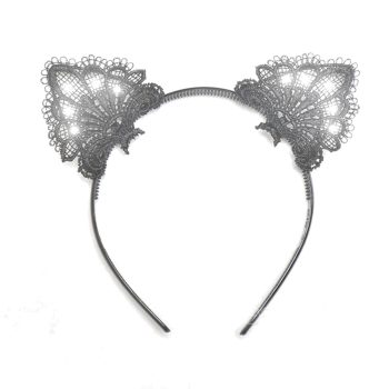 LED Black Lace Cat Animal Ears Headband All Products