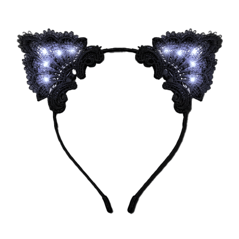 LED Black Lace Cat Animal Ears Headband All Products 4