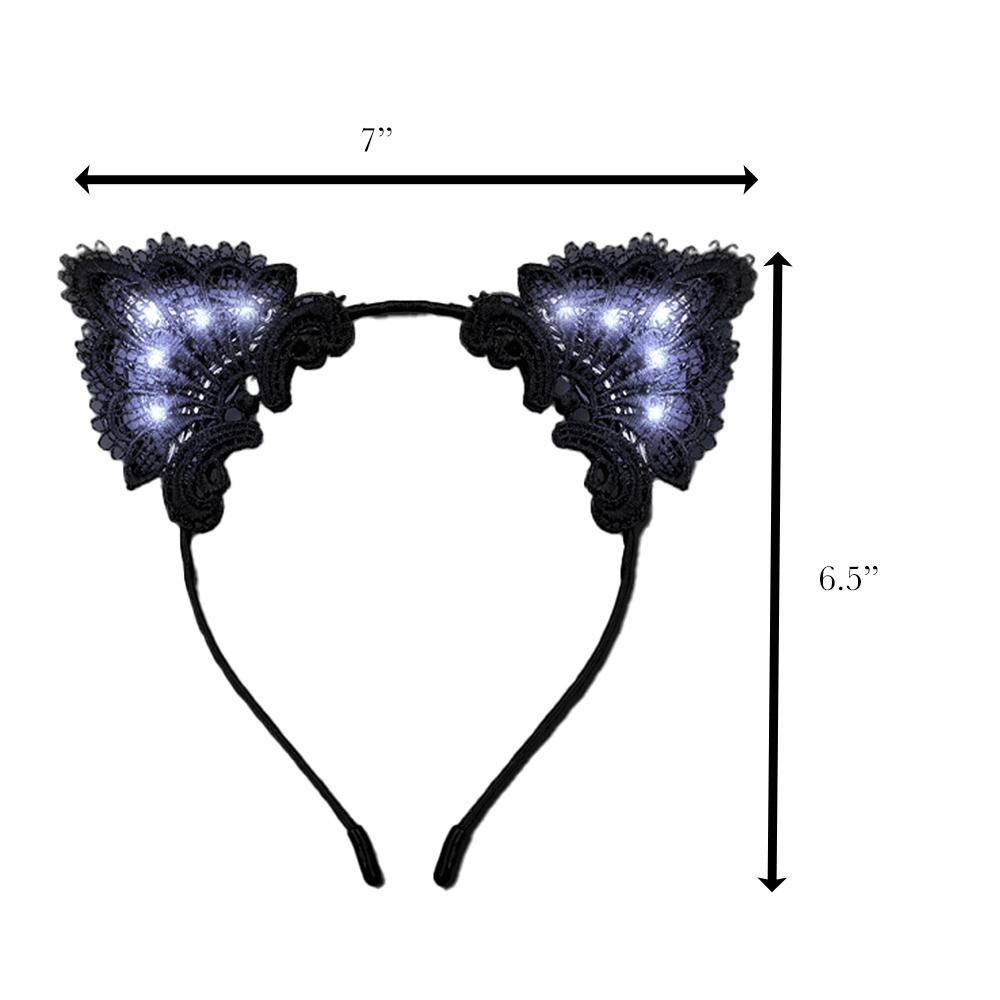 LED Black Lace Cat Animal Ears Headband All Products 5