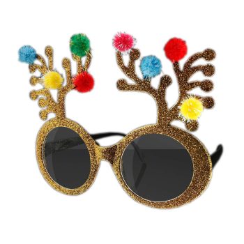 Gold Glitter Christmas Holiday Reindeer Antlers Animal Glasses All Products