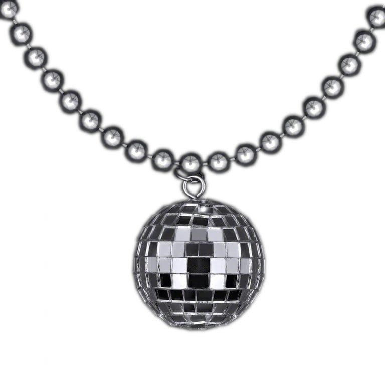 Disco Ball Charm Necklace On Silver Beads Best Glowing Party Supplies