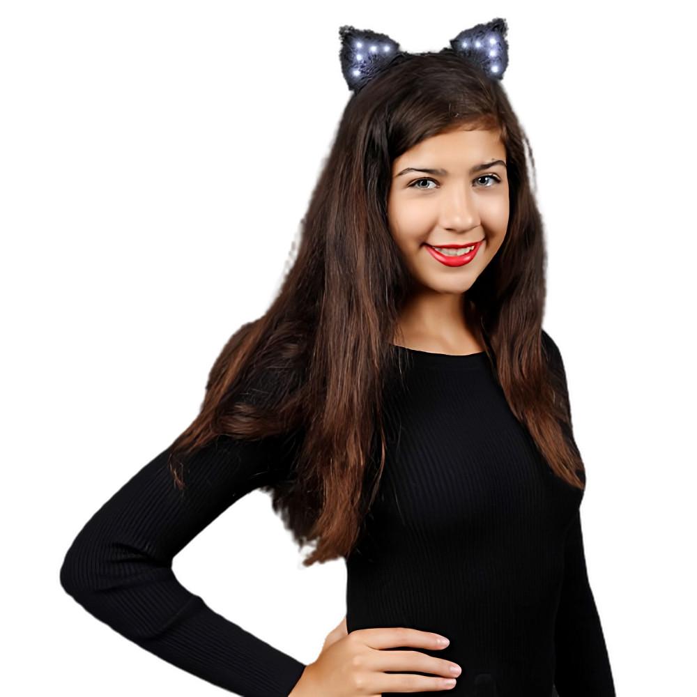 LED Black Lace Cat Animal Ears Headband All Products 6