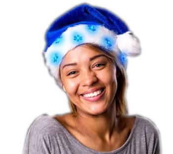 Blue LED Snowflake Santa Claus Faux Fur Plush Hat Christmas Hats