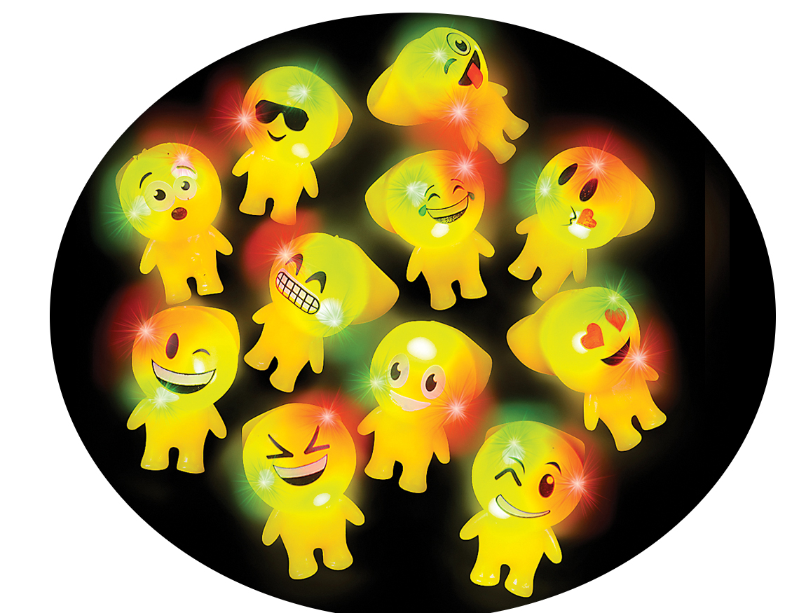 Emoji Flashing Rings with LED Lights 24 Pack 