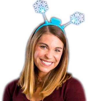 Light Up Flashing Crystal Snowflake Headband Bopper All Products