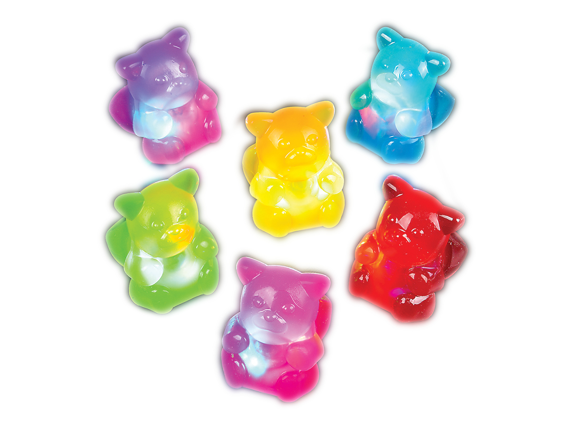 Led Sparkling Non Edible Gummy Bear Finger Rings Pack Of 24