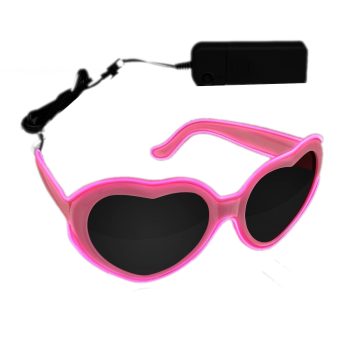 Stylish Heart-Shaped Glowing Pink EL Wire Sunglasses Valentine’s Day Light Up Sunglasses