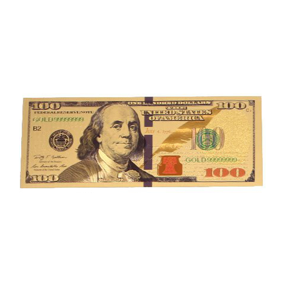 24K Gold plated 100 Dollar Bill Replica Paper Money Currency Banknote Art Commemorative Collectible Holiday Decoration 24K Gold and Silver Plated Replica Bills 4