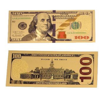 24k Gold Plated Fake Banknote Currency 1 $2 $5 $10 $20 $50 $100 Set of 7 24K Gold and Silver Plated Replica Bills